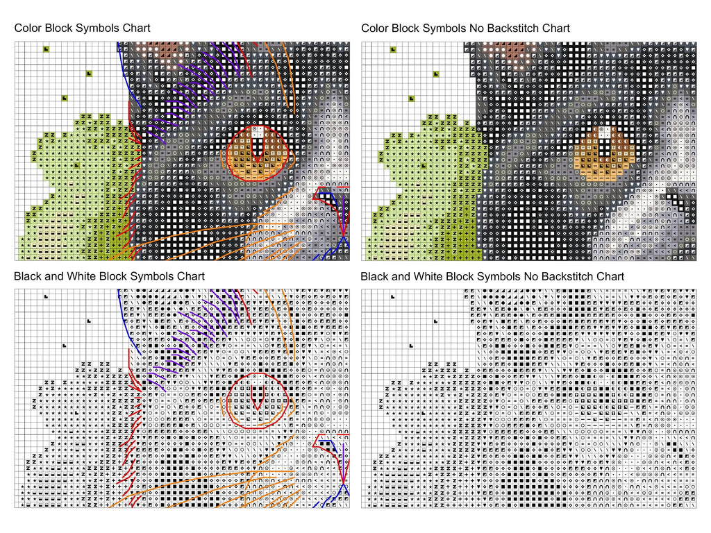 Tuxedo cat cross stitch pattern design featuring a black and white kitten portrait — view 2