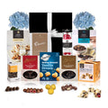 Gourmet Australian snack gift hamper in an elegant black box with a pristine white bow