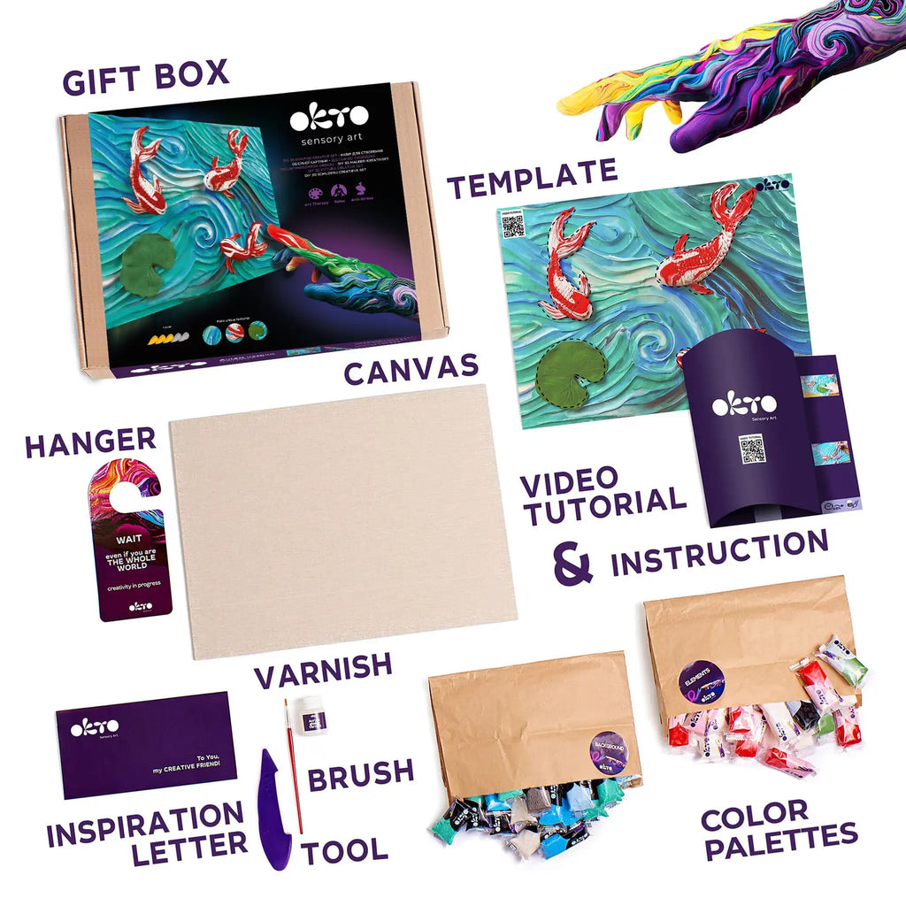 3D PICTURES Famous Masterpieces DIY set ”Koi Carps”-2