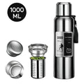 Silver 1000ML stainless steel thermos sport vacuum flask with leak-proof screw-top lid