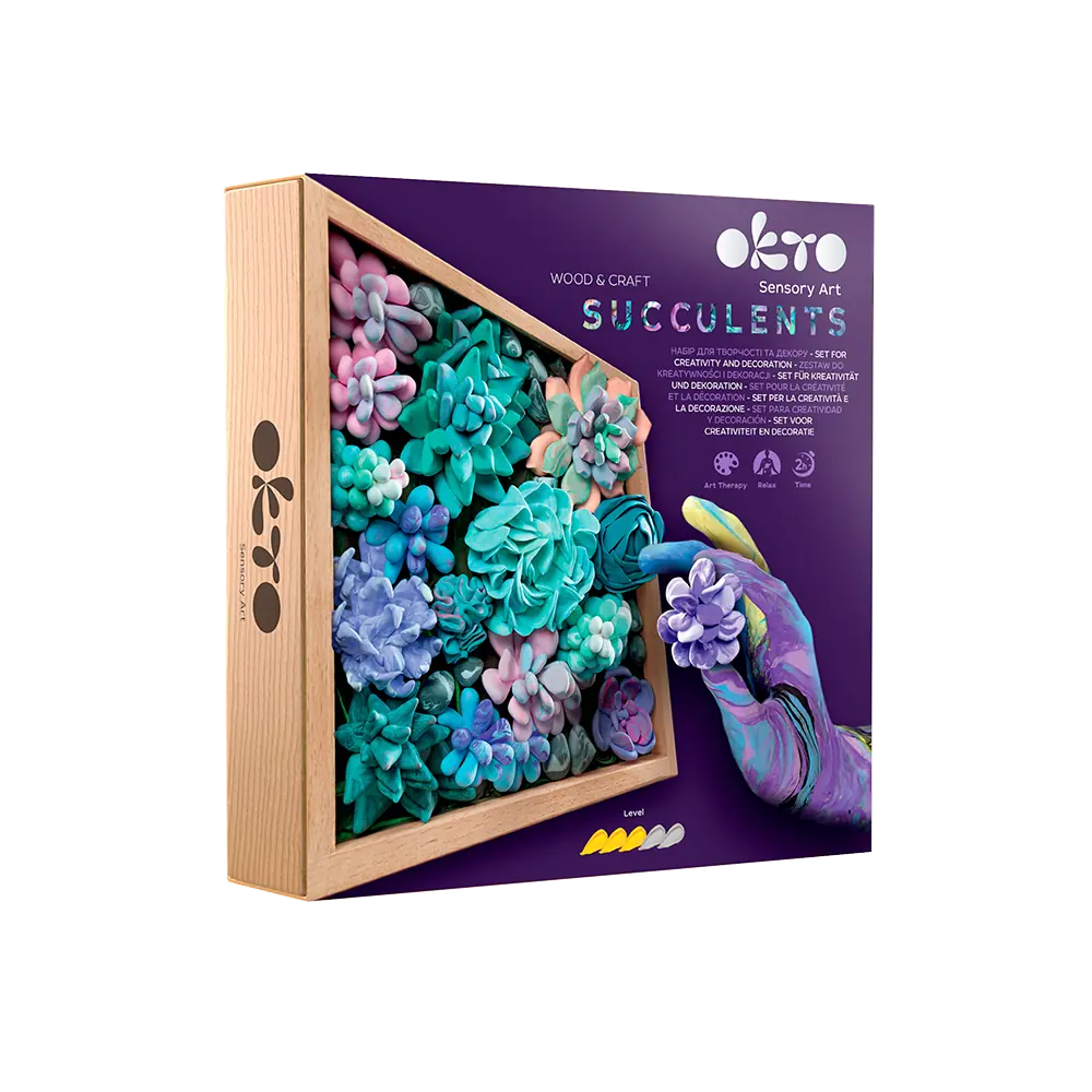 DIY air clay succulents craft kit featuring pastel clay modeling tools and sturdy wood base — view 3