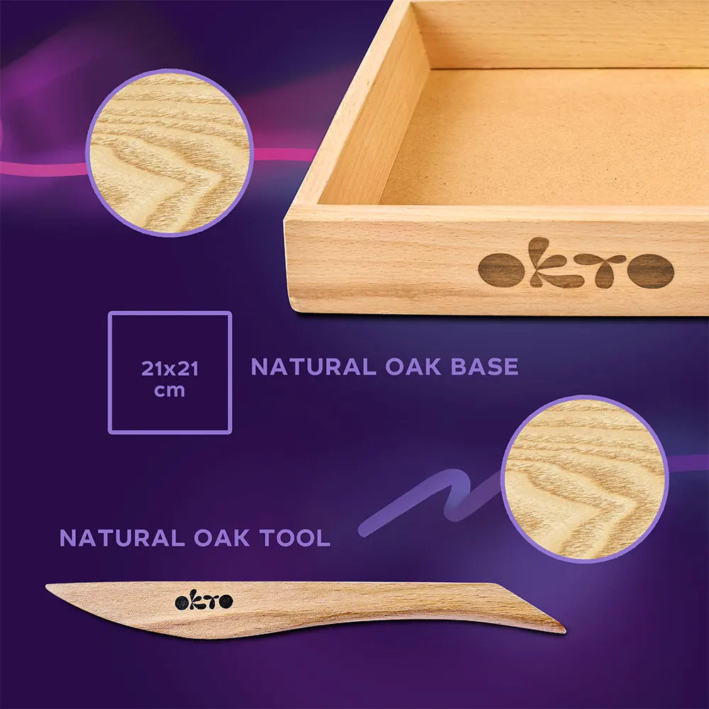DIY air clay succulents craft kit featuring pastel clay modeling tools and sturdy wood base — view 4