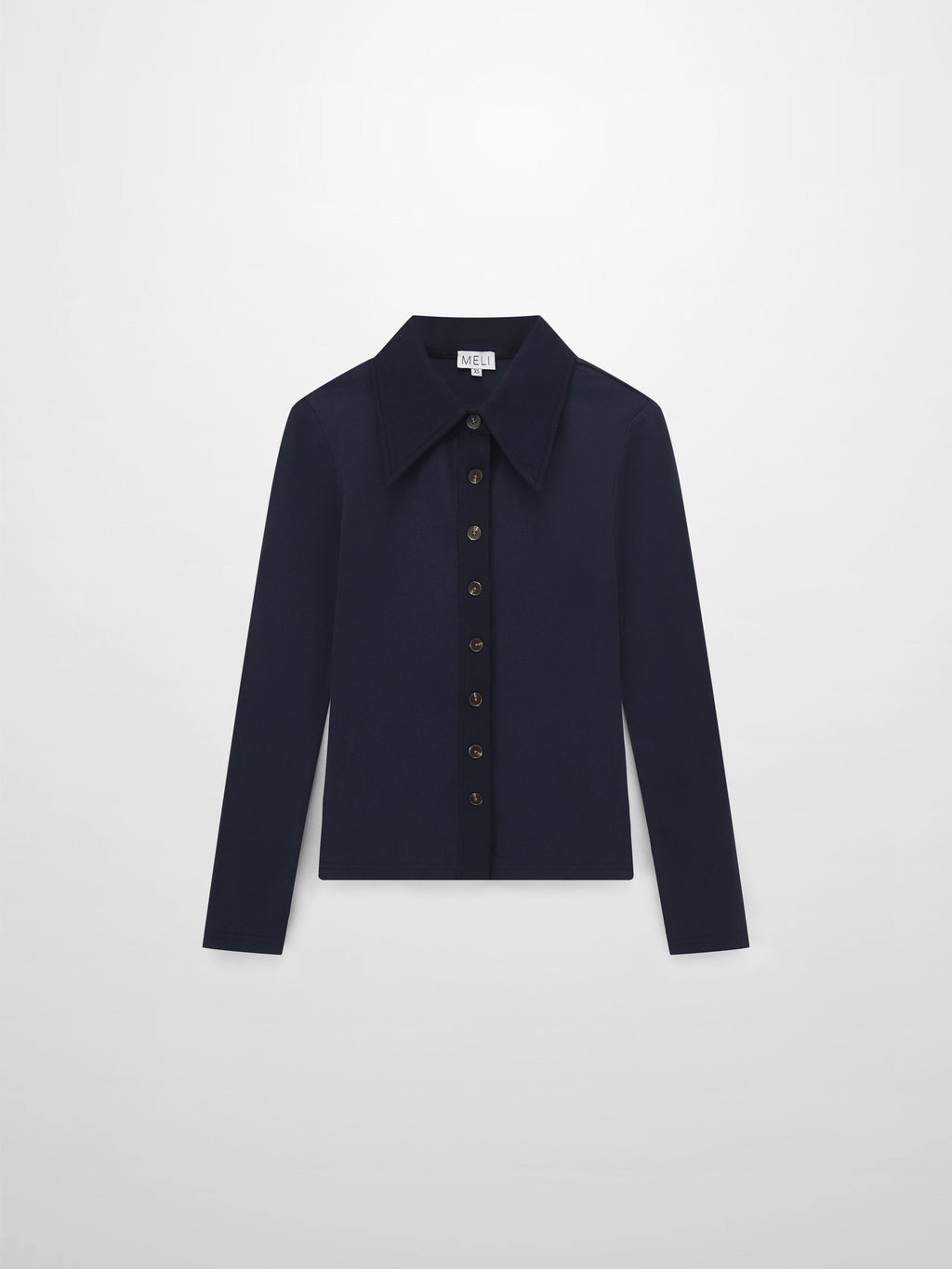 Ribbed Button Down Shirt-Navy-2