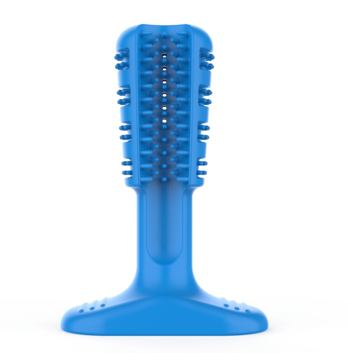 Dog dental care kit featuring an ergonomic toothbrush and plaque grinding tool in vibrant colors — view 3