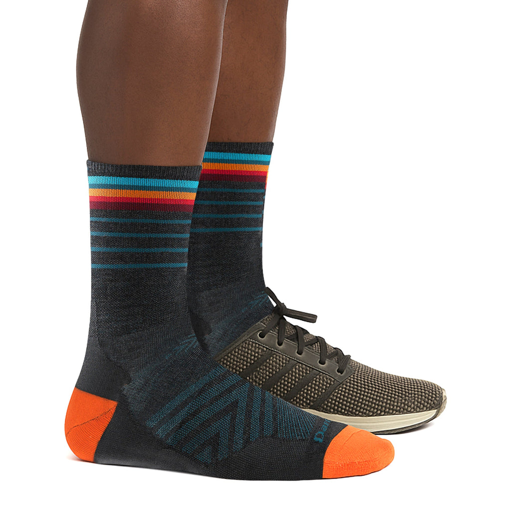 Men's merino wool crew running socks in eclipse and charcoal colors, ultra-lightweight and seamless — view 2