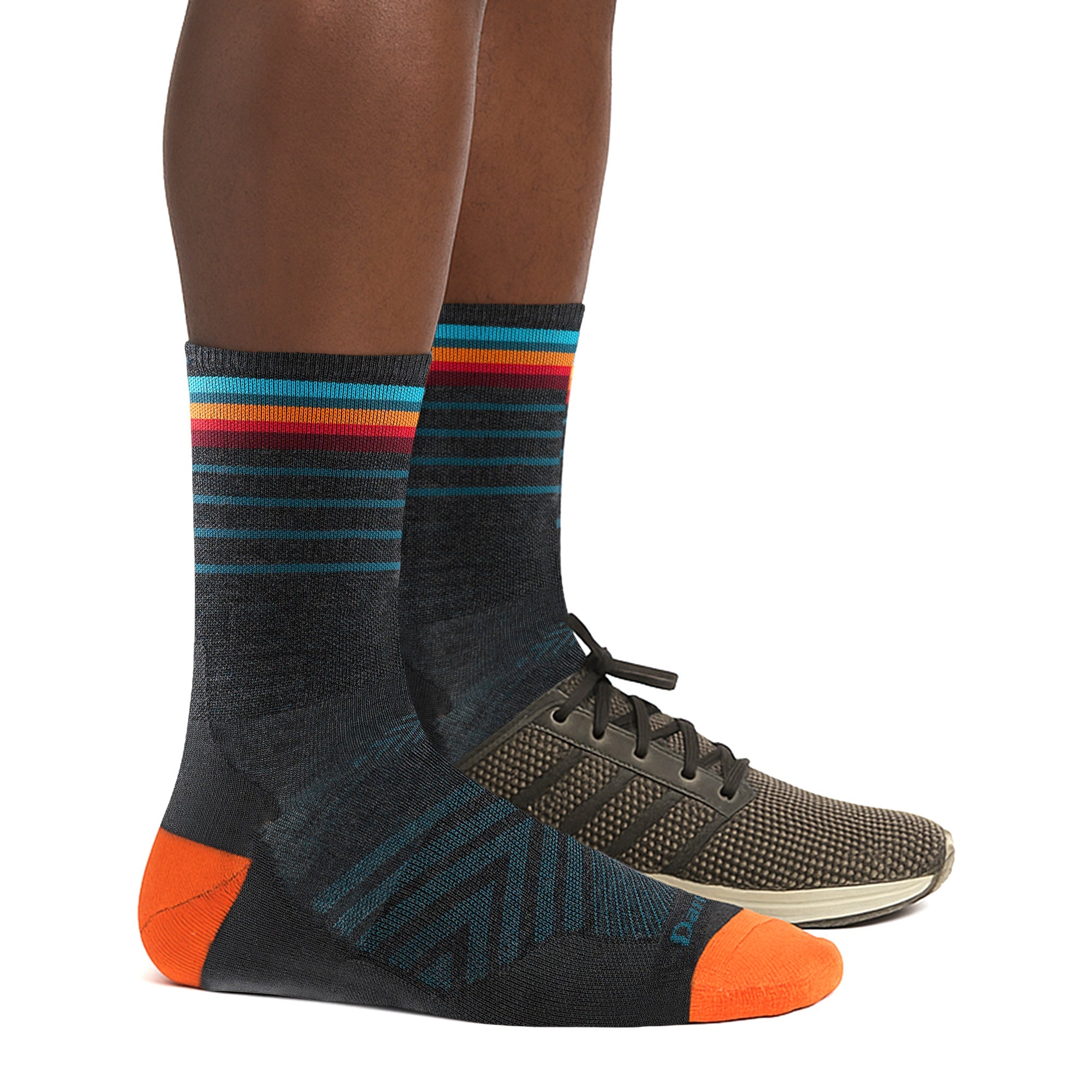 Men's merino wool crew running socks in eclipse and charcoal colors, ultra-lightweight and seamless — view 2