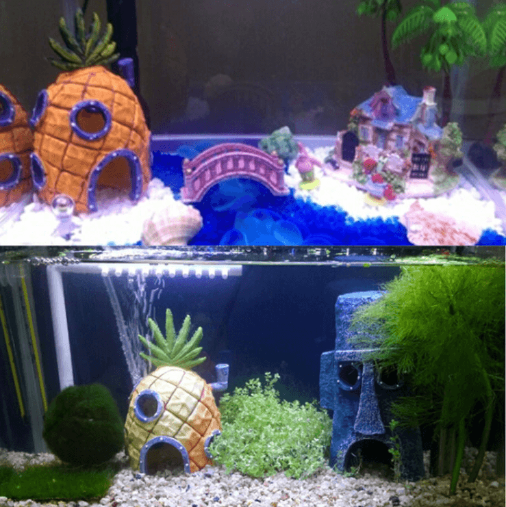 SpongeBob pineapple aquarium house fish tank decoration made of brightly colored non-toxic resin. — view 3