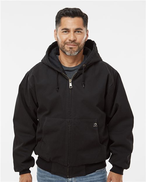 DRI DUCK Cheyenne men's hooded jacket in rugged quarry washed cotton canvas with quilted lining
