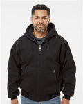 DRI DUCK Cheyenne men's hooded jacket in rugged quarry washed cotton canvas with quilted lining