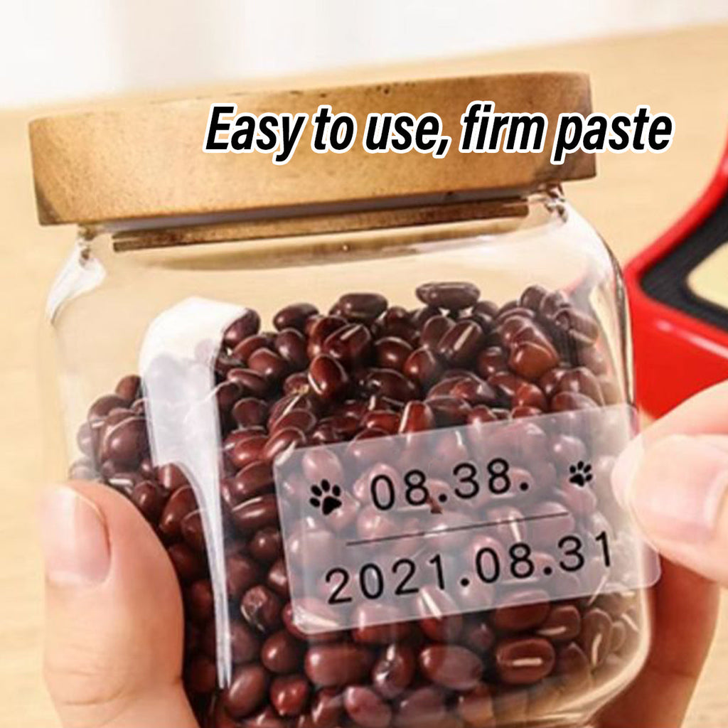 Transparent thermal label printer paper roll with clear water resistant self adhesive stickers. — view 4