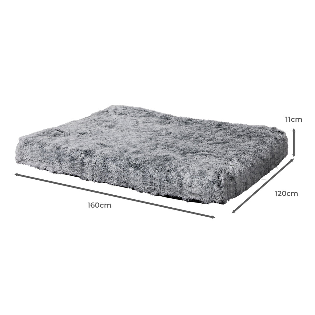 Charcoal grey XX-Large orthopaedic memory foam dog bed mat with plush surface — view 2