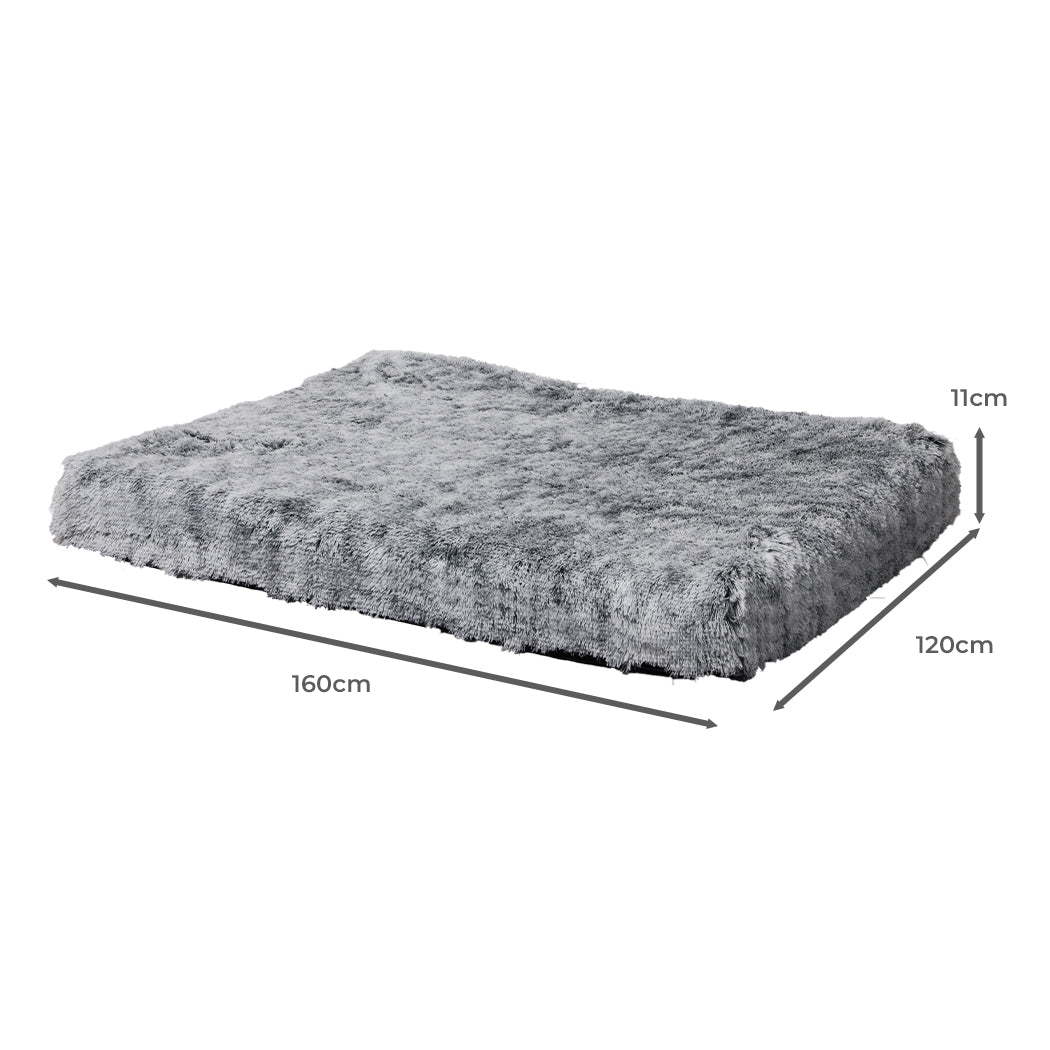 Charcoal grey XX-Large orthopaedic memory foam dog bed mat with plush surface — view 2