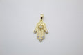 Dainty 18K gold-filled Hamsa hand pendant charm featuring intricate metallic details and rhodium accents