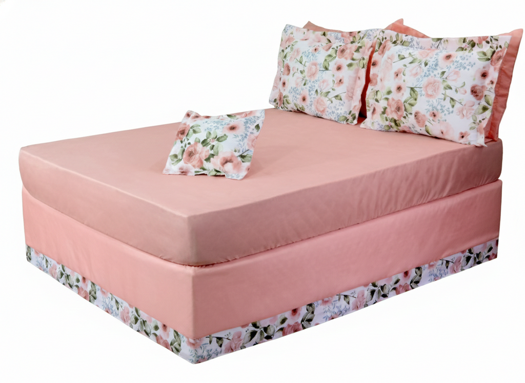 Soft microfiber full size 5-piece bedding set featuring fitted sheet, pillow shams, and bed skirt — view 2