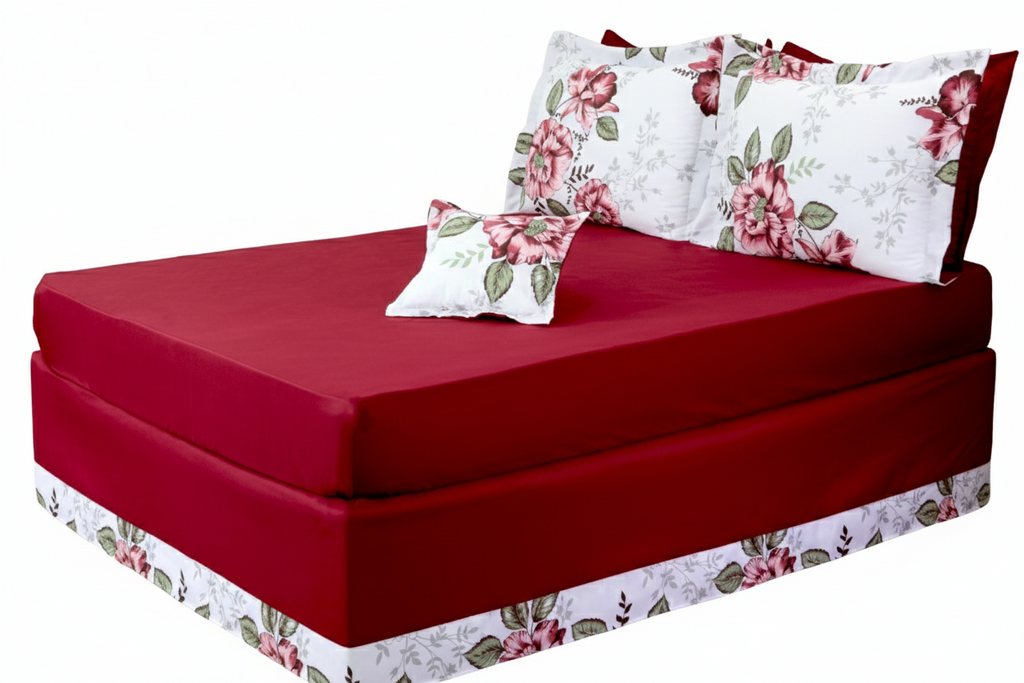Soft microfiber full size 5-piece bedding set featuring fitted sheet, pillow shams, and bed skirt — view 3