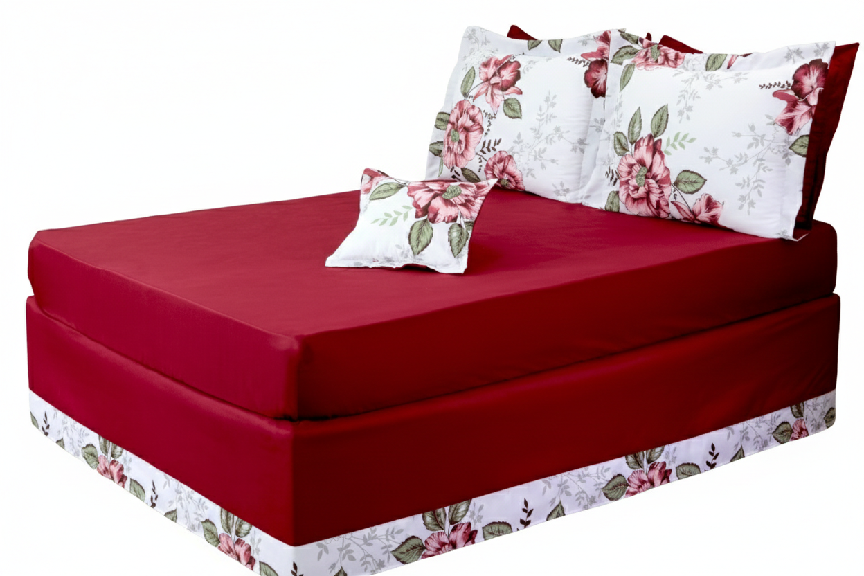 Soft microfiber full size 5-piece bedding set featuring fitted sheet, pillow shams, and bed skirt — view 3