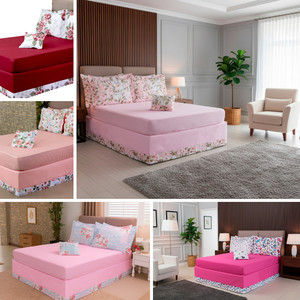 Soft microfiber full size 5-piece bedding set featuring fitted sheet, pillow shams, and bed skirt