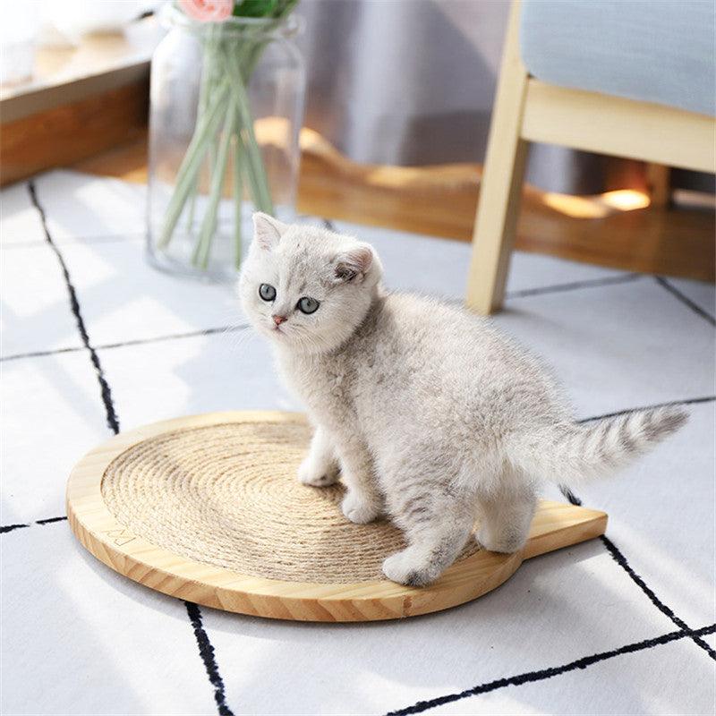 Wall mounted cat scratcher board made of pine wood and natural sisal with suction cup — view 2