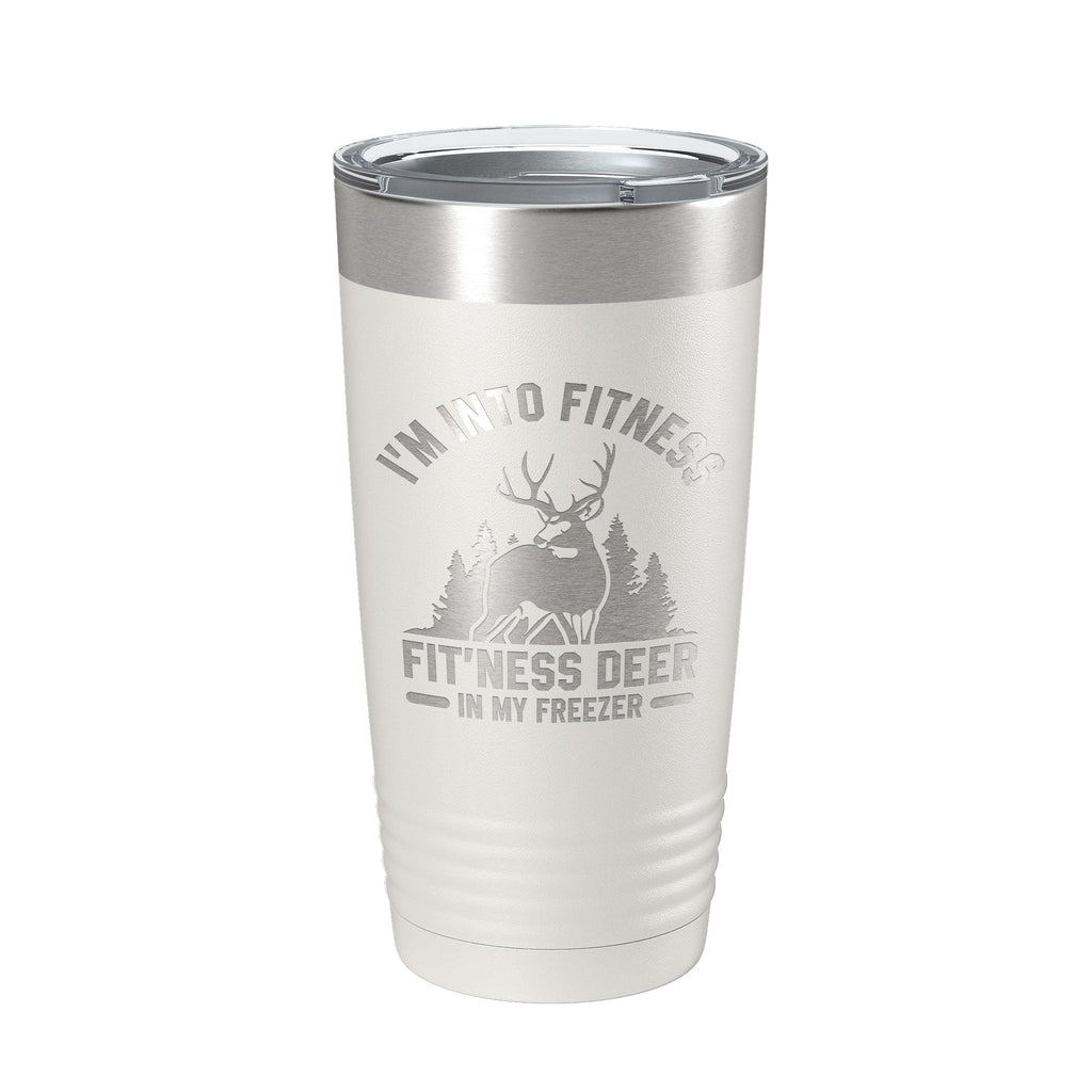 Funny deer hunter laser engraved stainless steel 20oz travel tumbler with clear lid — view 2