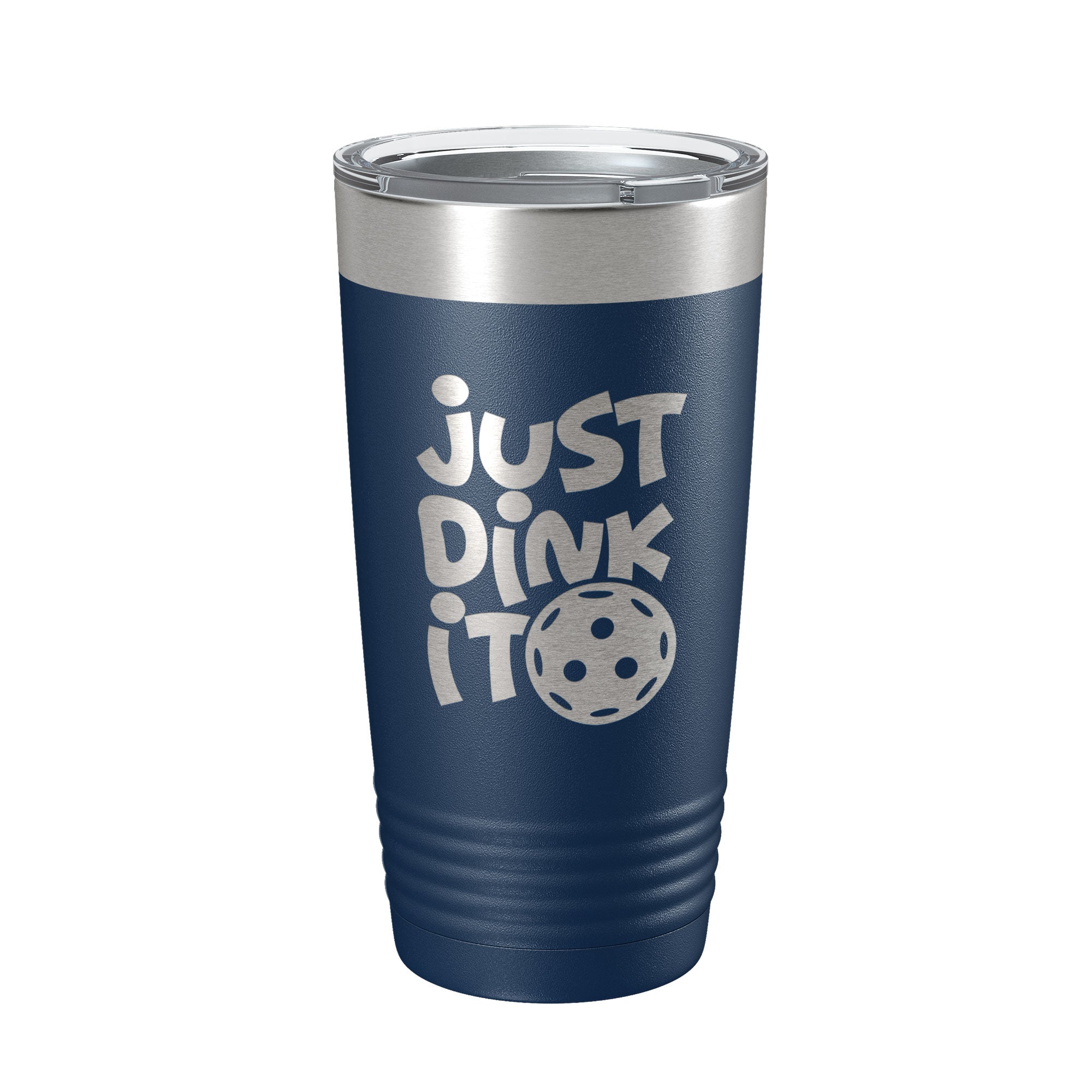 Just Dink It pickleball tumbler, 20oz stainless steel insulated travel mug with clear lid — view 3