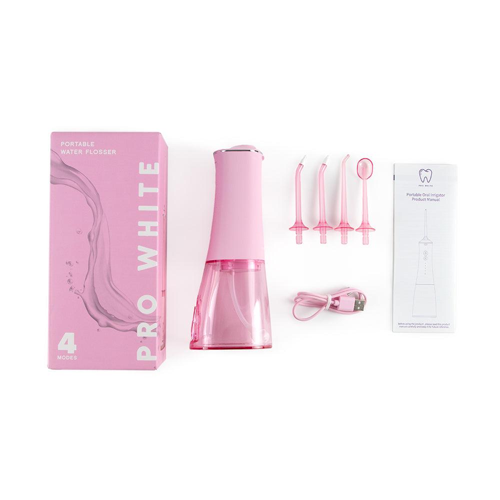 Portable water flosser oral irrigator with detachable tank and four interchangeable cleaning nozzles — view 4