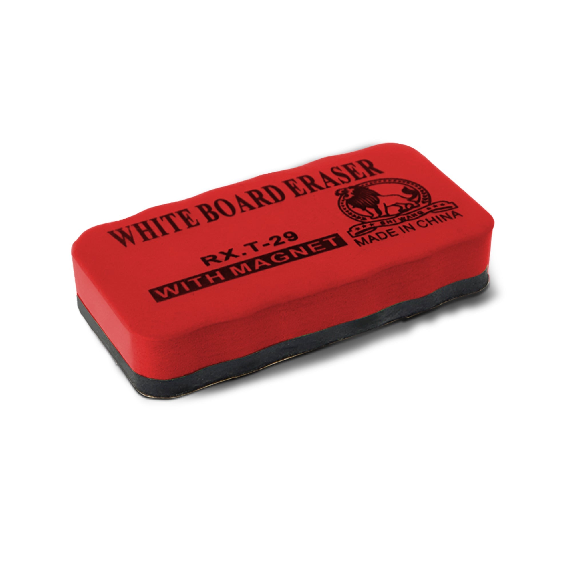 Modern magnetic whiteboard eraser with a thick felt bottom pad and brightly colored EVA plastic top — view 3