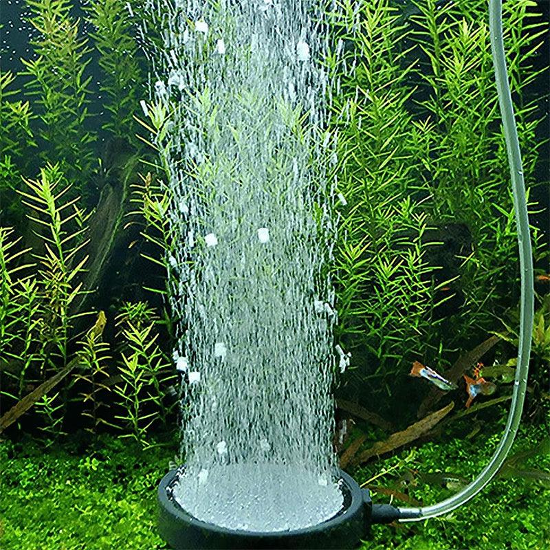Gray and black aquarium air bubble disk stone producing fine micro-bubbles underwater. — view 3