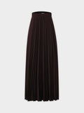 Wool Blend  Pleated Skirt-Dark Brown-0