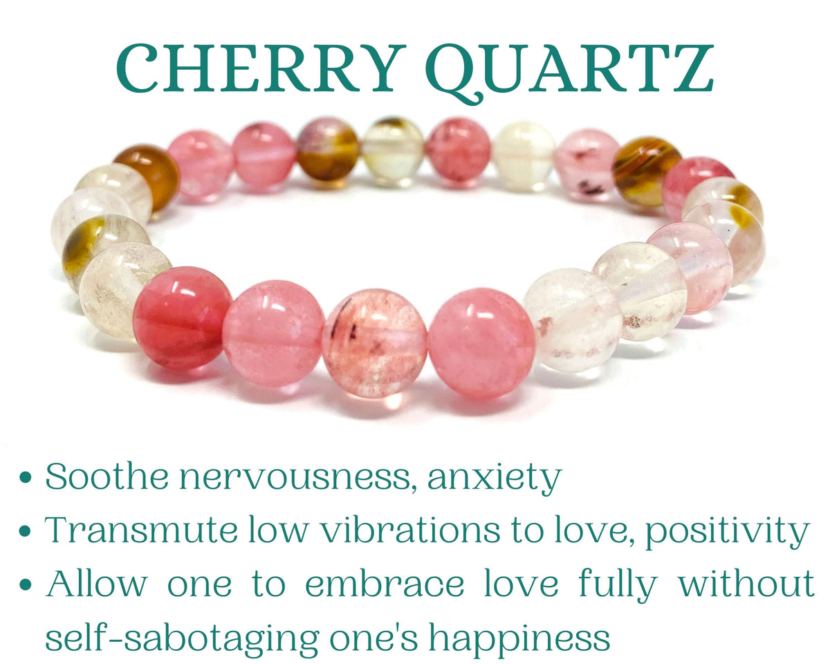Cherry Quartz Beaded Crystal Bracelet-4