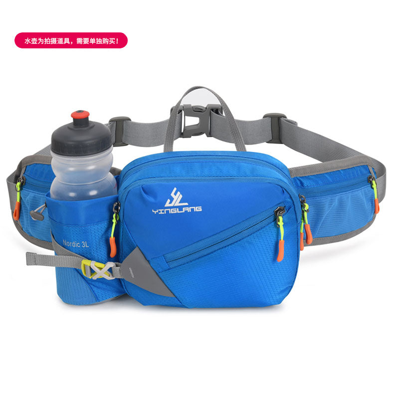 Water-resistant outdoor fanny pack with water bottle holder and multiple compartments in durable oxford cloth. — view 5