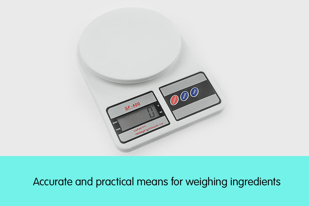 Digital electronic kitchen food scale with a large LCD screen and weighing platform — view 2