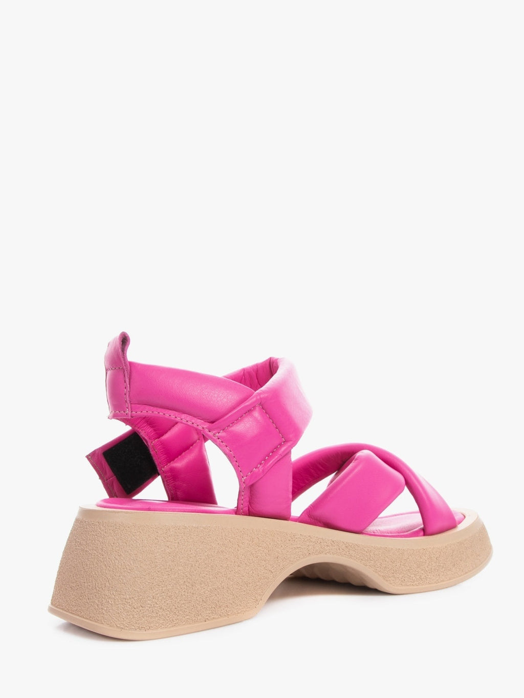 Women's vibrant pink genuine leather sandals with a durable synthetic sole for comfortable summer walking — view 3