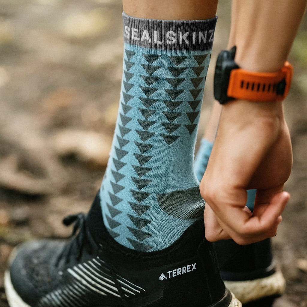 Merino wool mid length running socks with padded footbeds and ergonomic left right fit — view 3