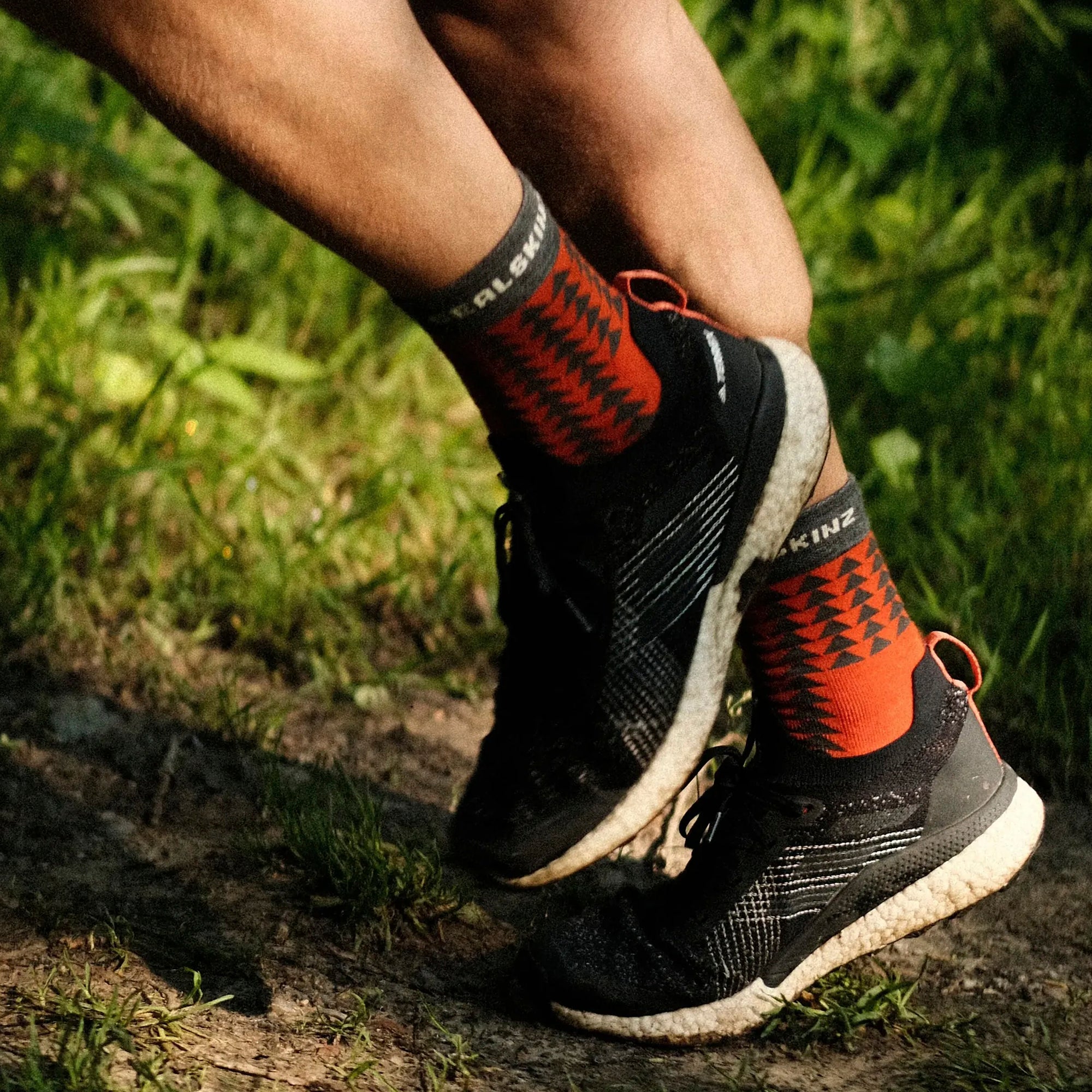 Merino wool mid length running socks with padded footbeds and ergonomic left right fit — view 4