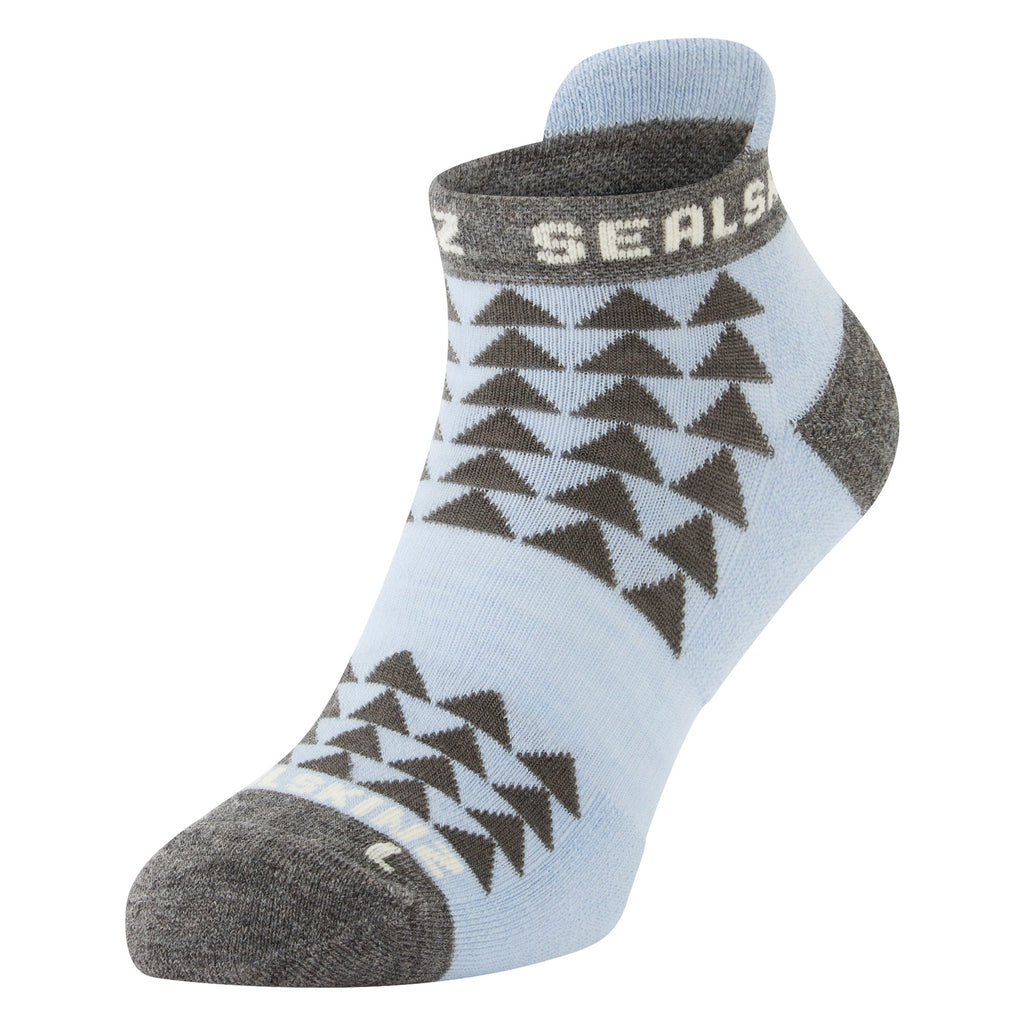 Pair of Merino wool anklet running socks with cushioned heel and ergonomic athletic design