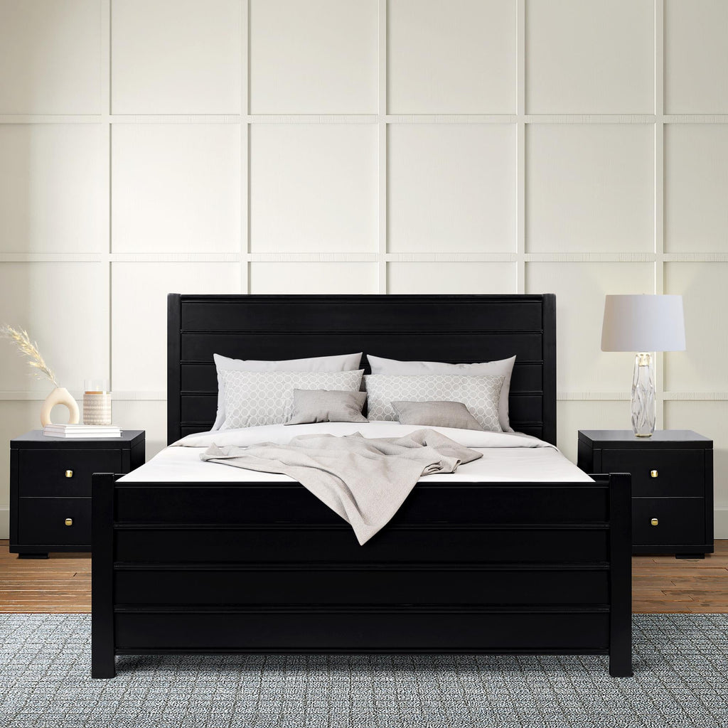 Caroline Pine Platform Bed with Paneled Headboard-0