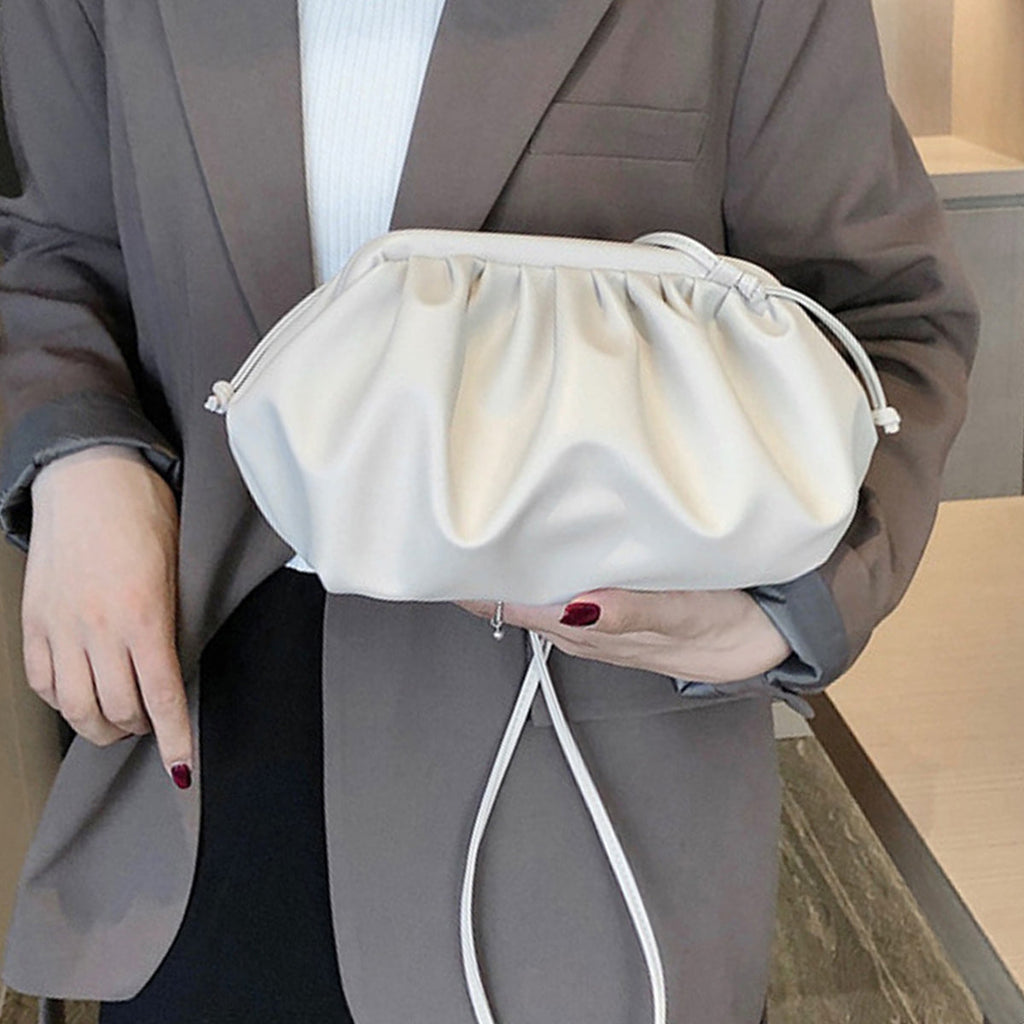Black and white PU leather women's clutch crossbody shoulder bag with metallic hardware
