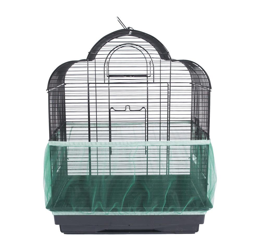 Dust-proof mesh bird cage cover with elastic edges shown on a round aviary — view 4