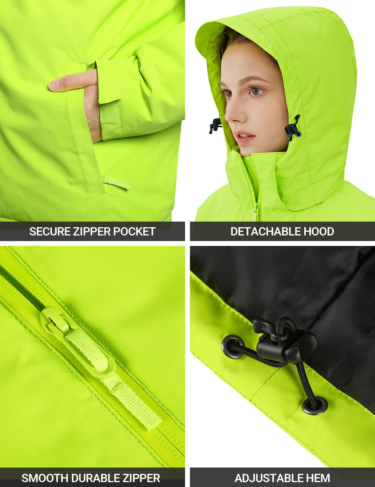 Women's heated ski jacket in weather-resistant fabric with adjustable storm hood and secure zipper pockets — view 4