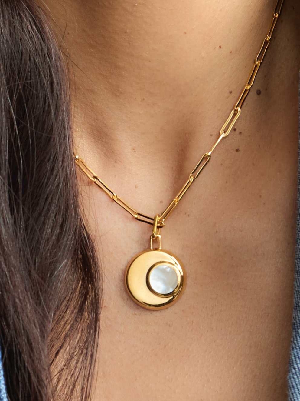 Gold plated Mother of Pearl Necklace - Cressida | No More Nobody-2