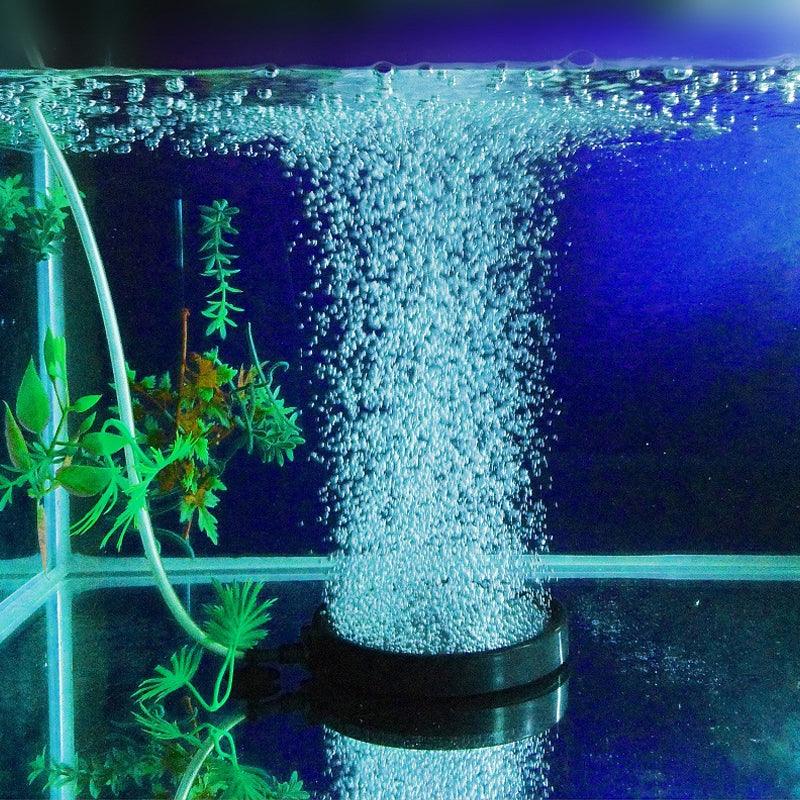 Gray and black aquarium air bubble disk stone producing fine micro-bubbles underwater. — view 4