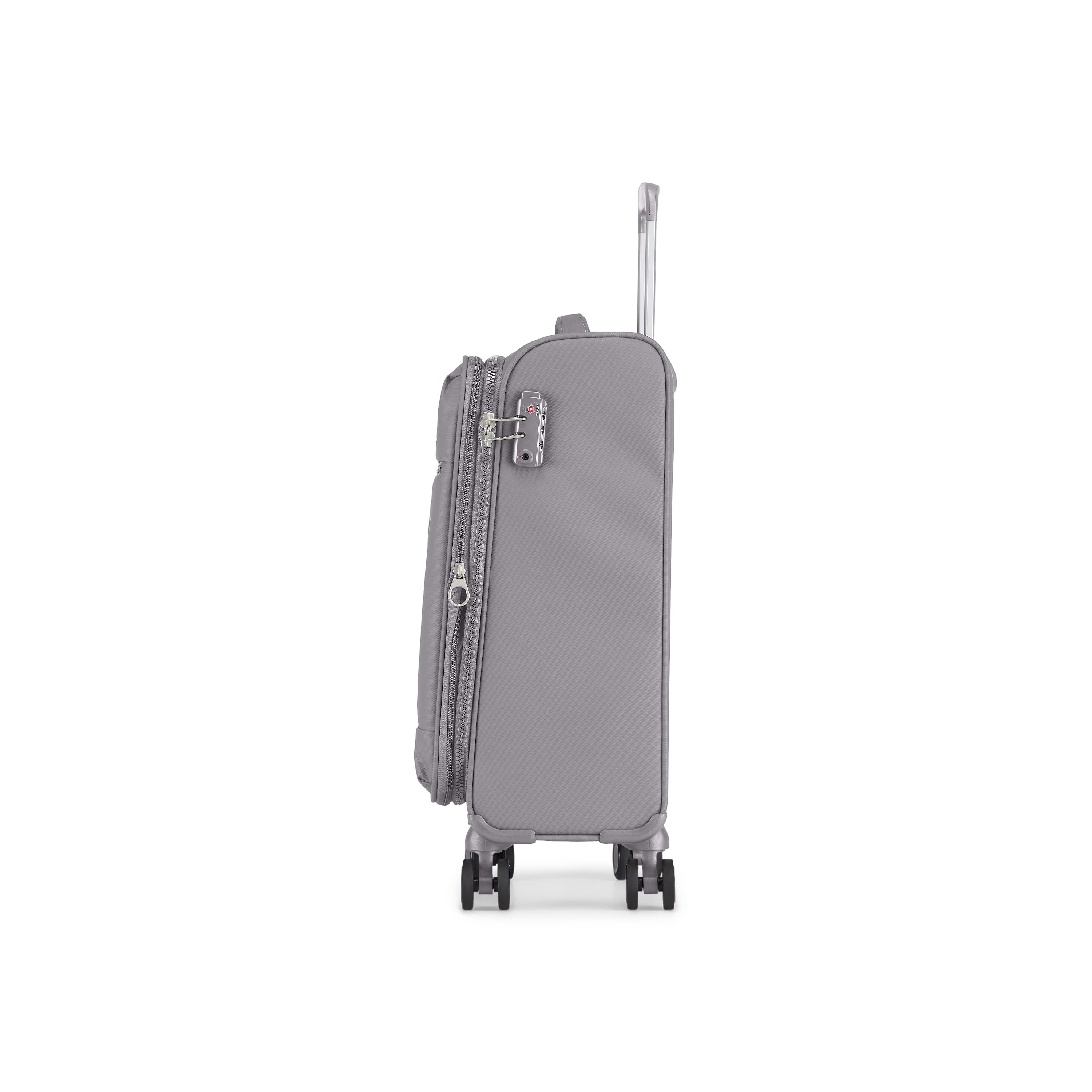 Amsterdam carry-on suitcase in sleek black featuring multi-directional spinner wheels and a telescopic handle — view 5