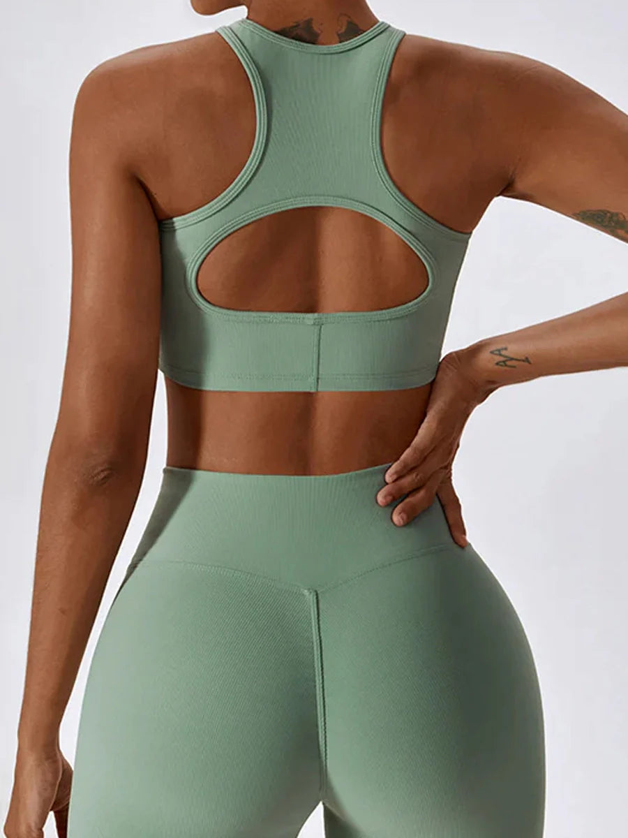 Airlift bra tank cropped racerback sports bra with peekaboo cutout in sweat wicking performance fabric — view 3