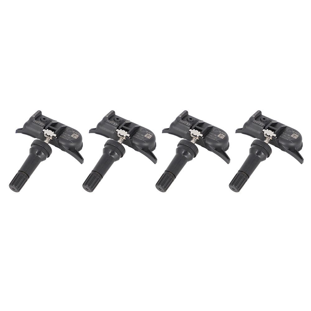Tyre pressure sensor replacement set of four with black modules and metal valve stems