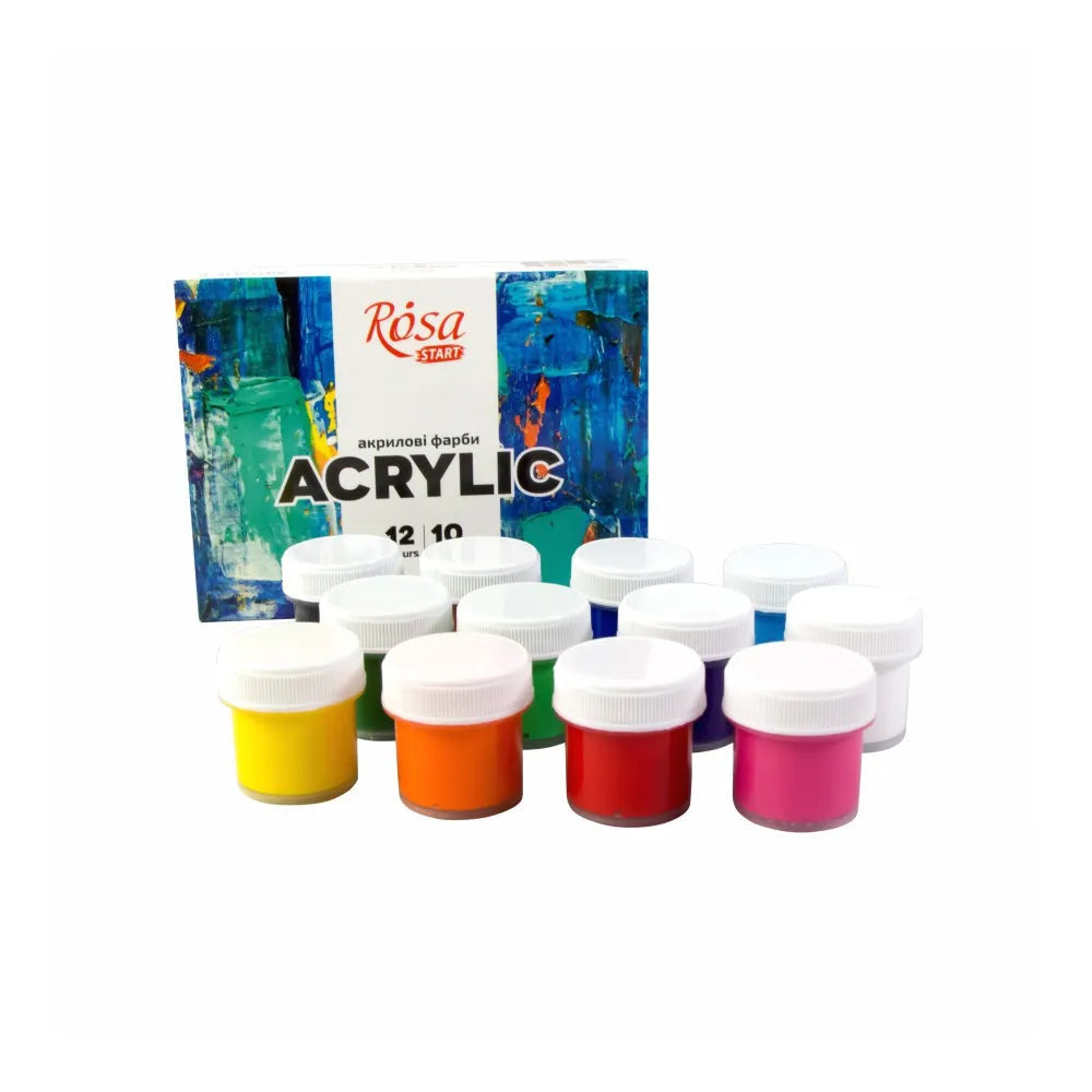 Rosa Start 12 color acrylic paint set in stylish presentation box with colorful paint tubes — view 3