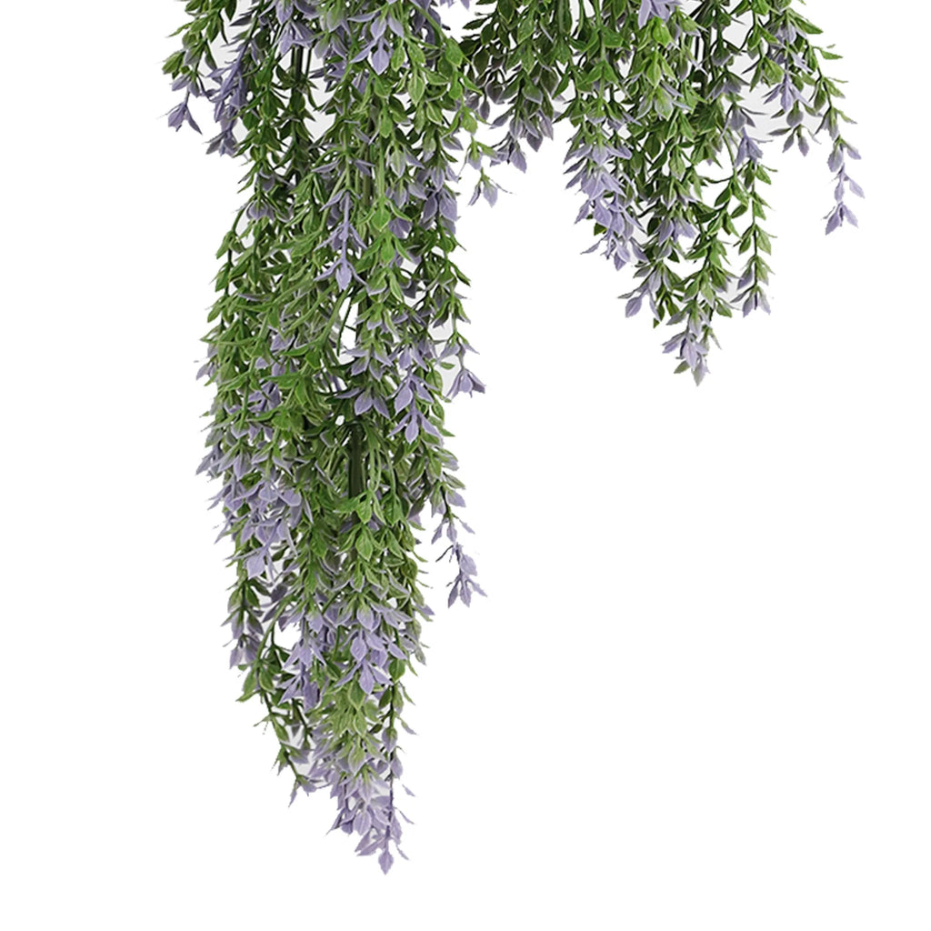 Purple and Green Willow Leaf Garland Artificial Hanging Bush 7.8×30in – NFPA 701 Certified – UV Resistant-4