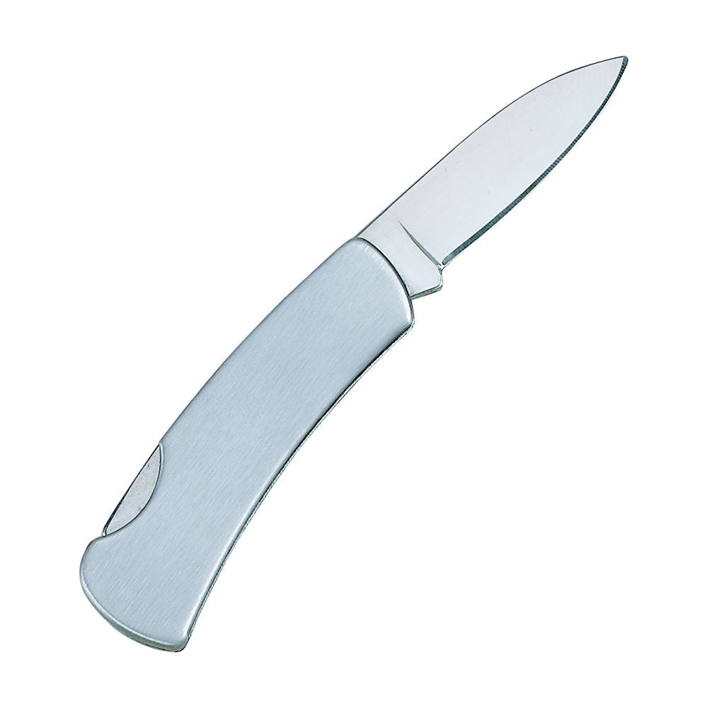 Stainless steel folding locking pocket knife with smooth plain sides for custom engraving — view 5
