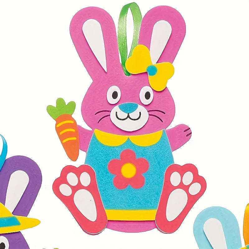 10 piece Easter bunny DIY craft kit with self adhesive lightweight foam rabbit shape decals — view 2