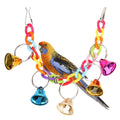 Multi-color wooden bird swing and biting toy set with hanging hook for parrot cages