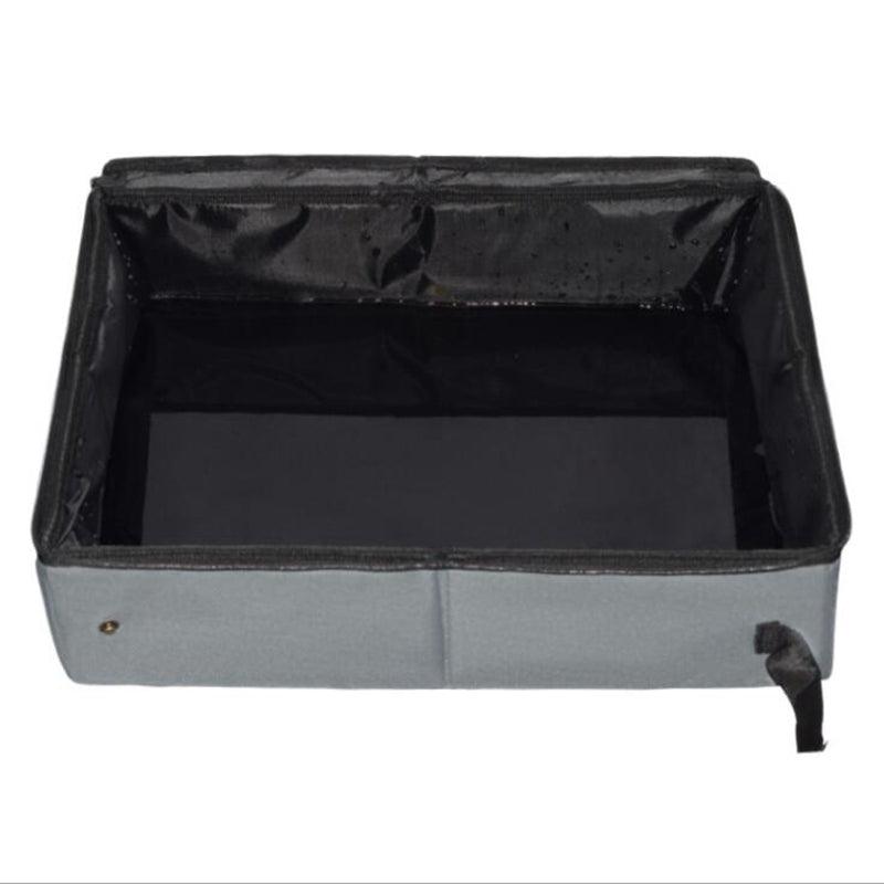 Foldable AquaShield cat litter box with waterproof Oxford cloth exterior, portable pet travel toilet. — view 3